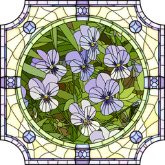 Vector illustration of flower purple pansies.