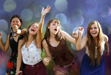 Teenage girls having fun at the party