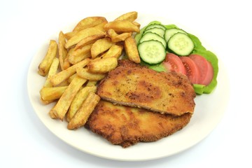 kotlet schabowy z frytkami