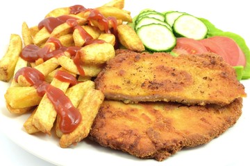 kotlet schabowy z frytkami