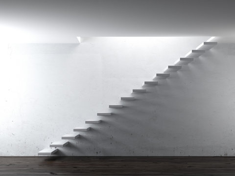 white stair steps near a wall