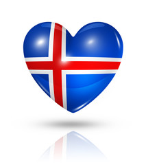 Obraz premium Love Iceland, heart flag icon