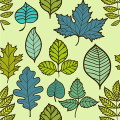 Obraz premium Seamless pattern with leafs, abstract leaf texture