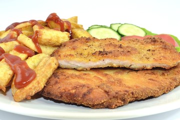 kotlet schabowy z frytkami