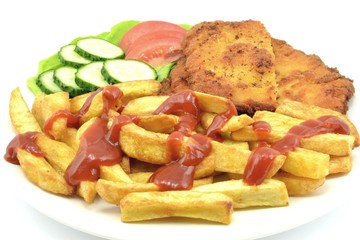 kotlet schabowy z frytkami