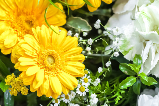 bouquet of bright summer wedding flowers