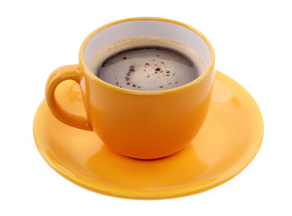 orange cup and saucer
