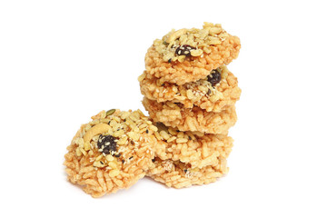 Crispy rice cracker isolated on white