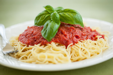 Spaghetti with marinara sauce