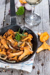 Fried Chanterelles in a skillet