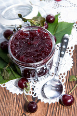 Glass filled with Cherry Jam