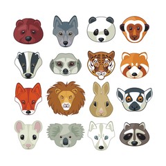 Obraz premium Wild animal heads set