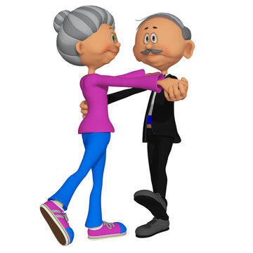 recommend clip art: Old woman and man dancing