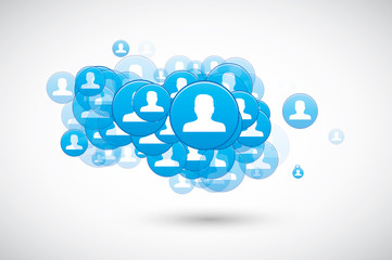 Social speech bubble cloud with user icons vector