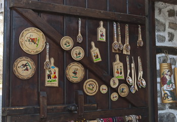 Set of traditional wooden souvenir with  motif national