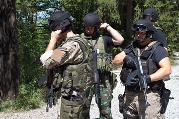 Fototapeta premium special police unit in training, school, shooting rang