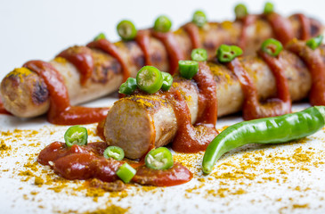 spicy german currywurst