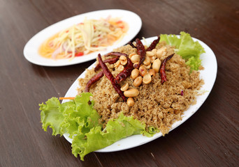 Crispy catfish salad with green mango