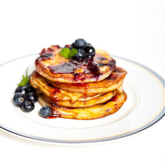 Blueberry pancakes with fresh blueberries