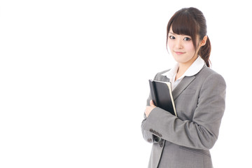asian businesswoman on white background