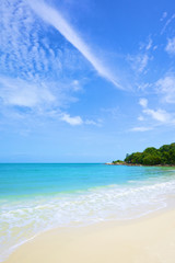 beautiful beach and tropical sea under the bright blue sky
