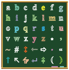 Blackboard and chalk alphabet