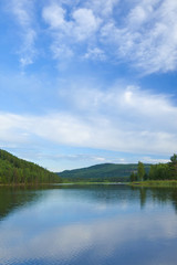 Fototapeta na wymiar Lake Saxen, Sweden, mountains in background