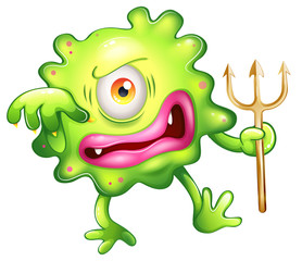A horrified looking green monster