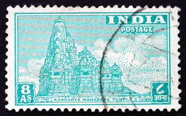 Postage stamp India 1949 Kandarya Mahadeva Temple, Hindu Temple