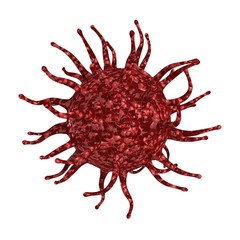 red deleterious virus cell on white background