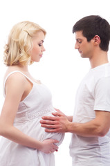 A young and lovely Caucasian couple waiting for the baby