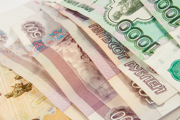 Background of thousandths Russian banknotes