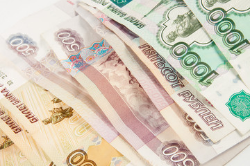 Background of thousandths Russian banknotes