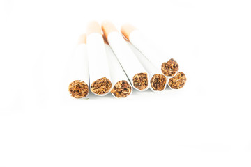 Cigarette with filter isolated on white background.