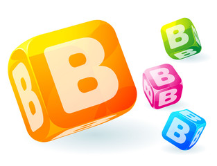 Glossy transparent vector abc cubes.