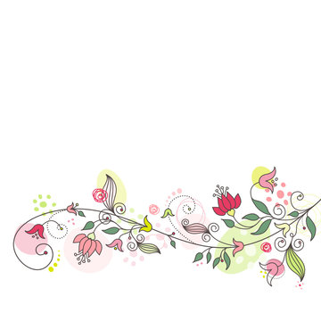 Floral Card Pink/Green Horizontal