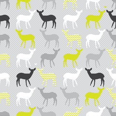 Vector seamless pattern with colorful deers