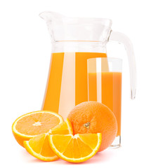 Orange fruit juice in glass jug