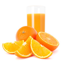 Juice glass and orange fruit
