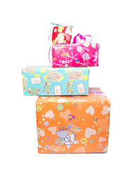 irregularly stacked gift boxes