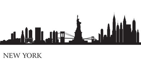 New York city skyline silhouette background - obrazy, fototapety, plakaty