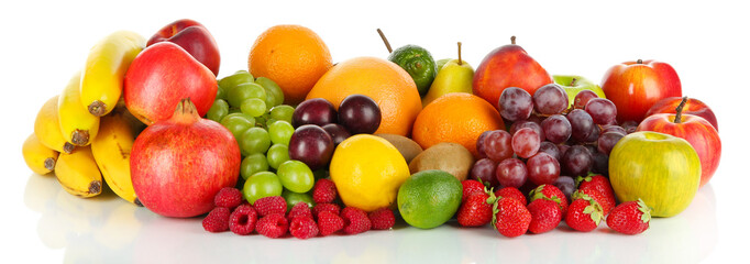 Fototapeta na wymiar Different fruits isolated on white