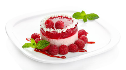 Delicious berry cake isolated on white
