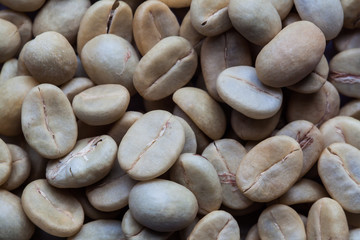 the green coffee beans background