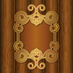 The wooden frame in the ethnic style