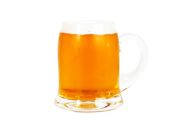 Glass of beer on white