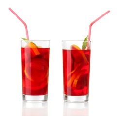 sangria in glasses, isolated on white