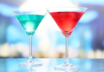 Cocktails on bright background
