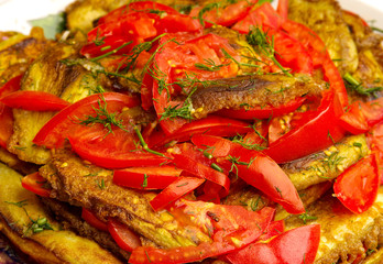 Baked eggplant and tomatoes