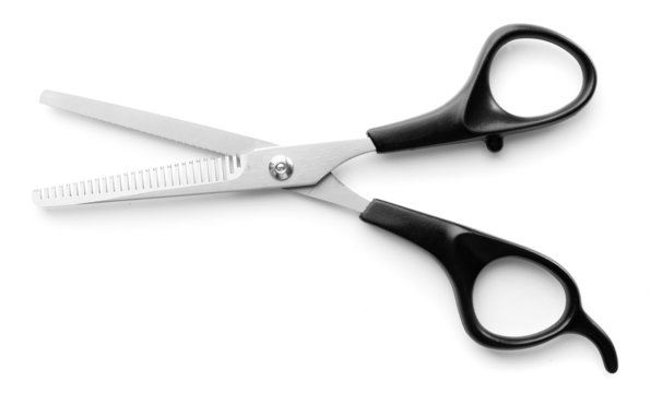 Hairdressing scissors, isolated on white